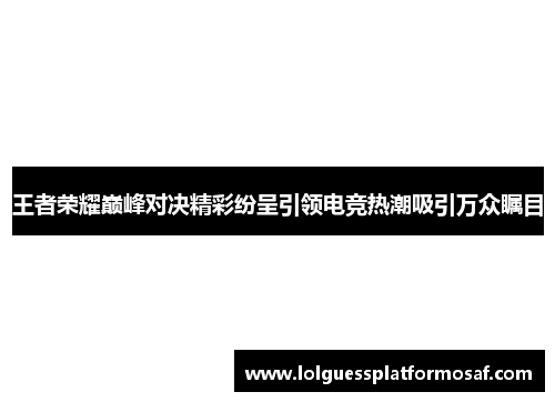 王者荣耀巅峰对决精彩纷呈引领电竞热潮吸引万众瞩目